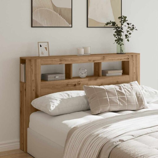  Sengegavl med LED artisan eik 160x18,5x103,5 cm konstruert tre 8721158446763