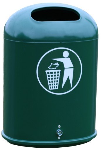 Olga 45 l metall søppelkasse, grangrønn RAL 6009