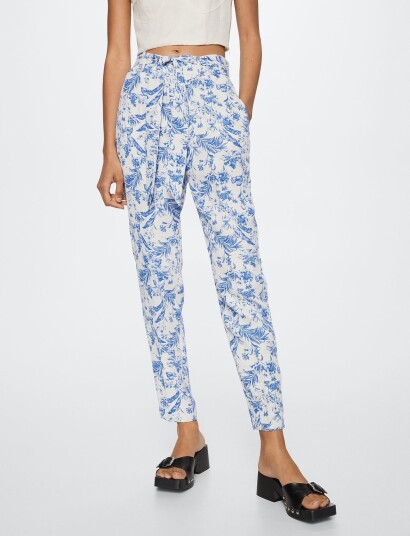 Mango Bow Printed Trouser Multi/patterned 32