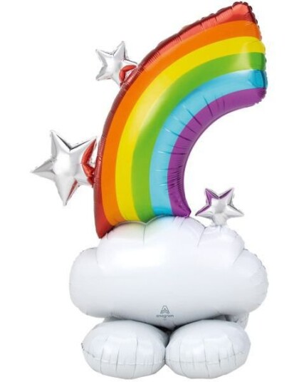 Sky med Regnbue Stor AirLoonz Stående Folieballong 132 cm Sky med Regnbue Stor AirLoonz Stående Folieballong 132 cm