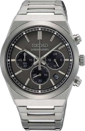 Seiko Quartz Chronograph Steel 40mm Grey Dial
