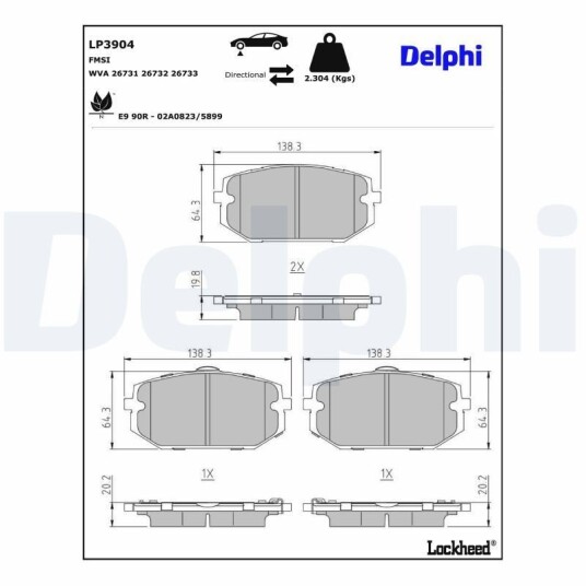 Bremseklosser DELPHI LP3904 Bremseklosser DELPHI LP3904