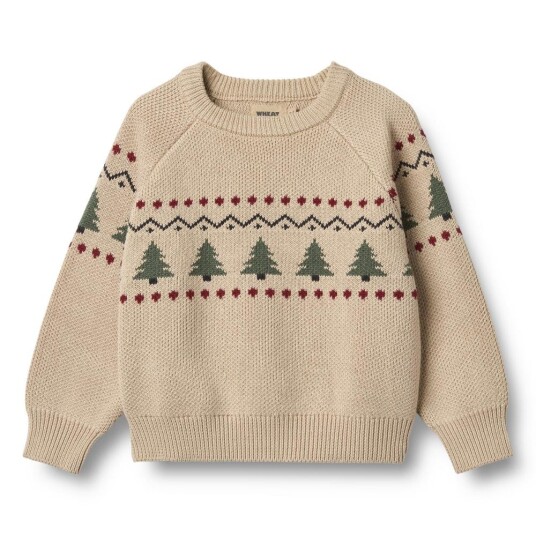 Wheat Warm Sand Jacquard Pullover Balou 3 år/98