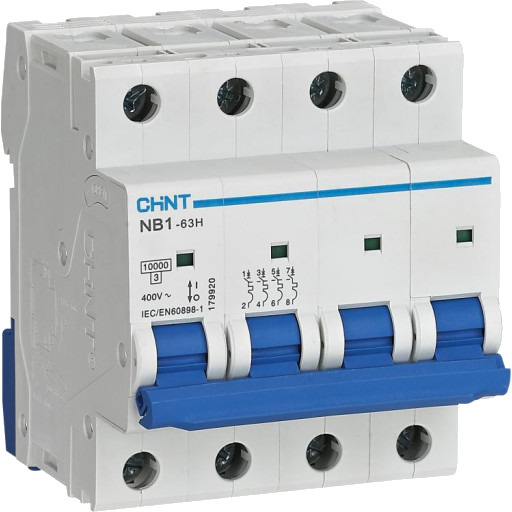 Chint 3 stk Automatsikring Chint NB1-63H, C 32A 3P+N, 10kA