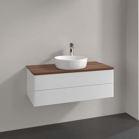 Villeroy & Boch Antao Servantskap med 2 skuffer 100x50x36 cm u/lys Hvit Blank/Valnøtt