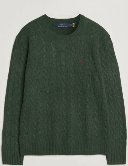 Polo Ralph Lauren Wool/Cashmere Cable Crew Neck Lodgepole Pine Heather