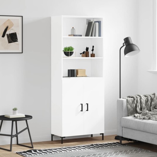vidaXL Highboard hvit 69,5x34x180 cm konstruert tre 8720845926205