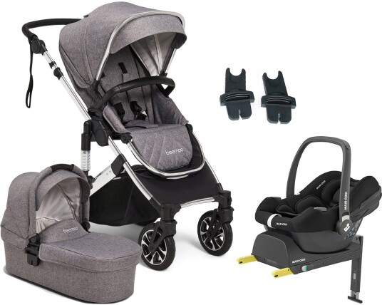 Beemoo Maxi 4 Duovogn inkl. Maxi-Cosi CabrioFix i-Size Babybilstol & Base Grey/Silver Beemoo Maxi 4 Duovogn inkl. Maxi-Cosi CabrioFix i-Size Babybilstol & Base Grey/Silver