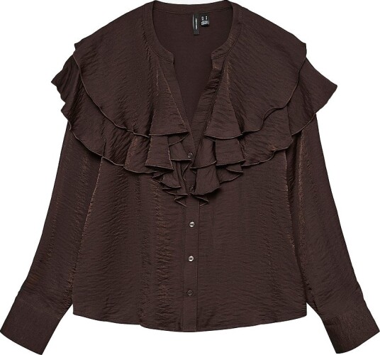 Vero Moda Bluse vmLizzi LS Flounce Brun