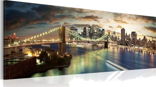 Tavla The East River At Night 135x45 cm