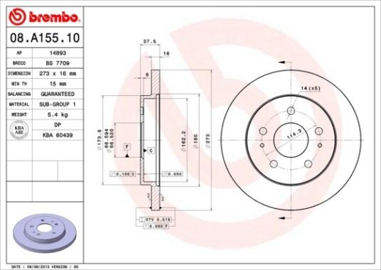 Bremseskive BREMBO 08.A155.10