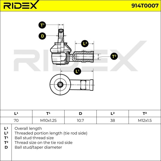 RIDEX 914T0007 Endeledd