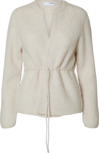 Selected Femme Kardigan slfSia Ras LS Knit Belt Cardigan Beige