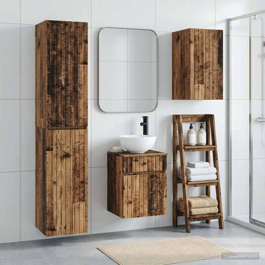 vidaXL Baderomsinnredningssett 3 stk. Gammelt tre 33 x 34,5 x 160 cm