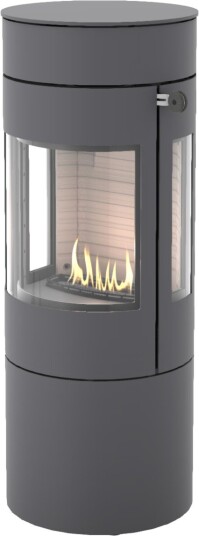 Viva L 120 platina frittstående biopeis med sideglass og ståldør Viva L 120 platina frittstående biopeis med sideglass og ståldør