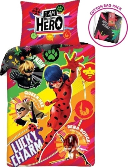 Miraculous Ladybug ""Lucky Charm"" Sengetøj Inkl. Rygsæk 100 Bomuld