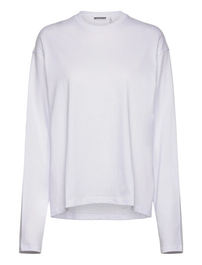 Weekday Long Sleeved Boxy Cotton T Shirt White L