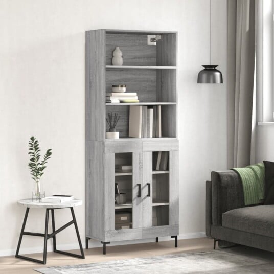 vidaXL Highboard grå sonoma 69,5x34x180 cm konstruert tre 8720845926908