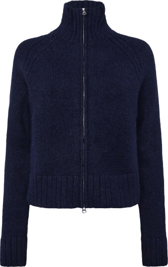 Weekday Soft Knitted Fitted Zip Cardigan Navy XS Weekday Soft Knitted Fitted Zip Cardigan Navy XS