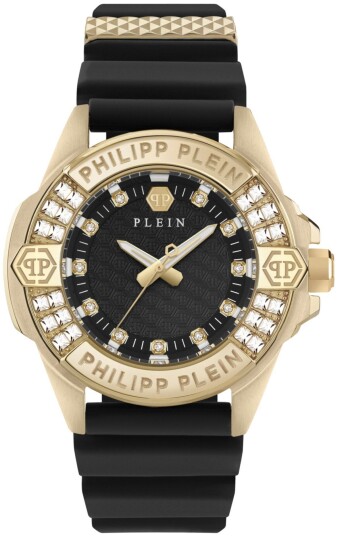 Philipp Plein Dameklokke PWOFA0225 Majesty Sort/Gulltonet stål Ø38 Philipp Plein Dameklokke PWOFA0225 Majesty Sort/Gulltonet stål Ø38