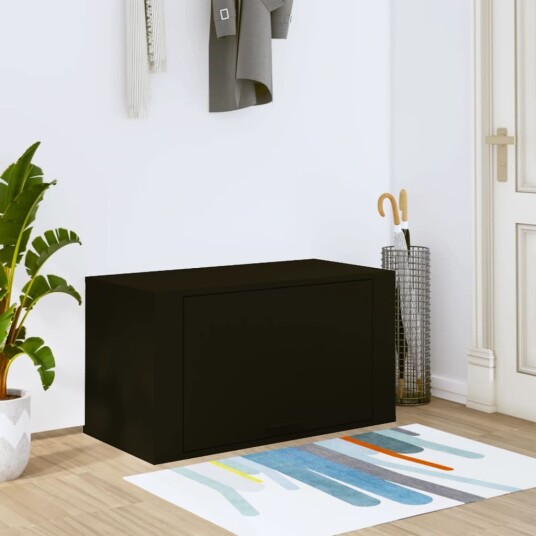vidaXL Veggmontert skoskap svart 70x35x38 cm konstruert tre