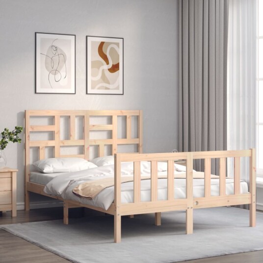 vidaXL Sengeramme med hodegavl 140x200 cm heltre