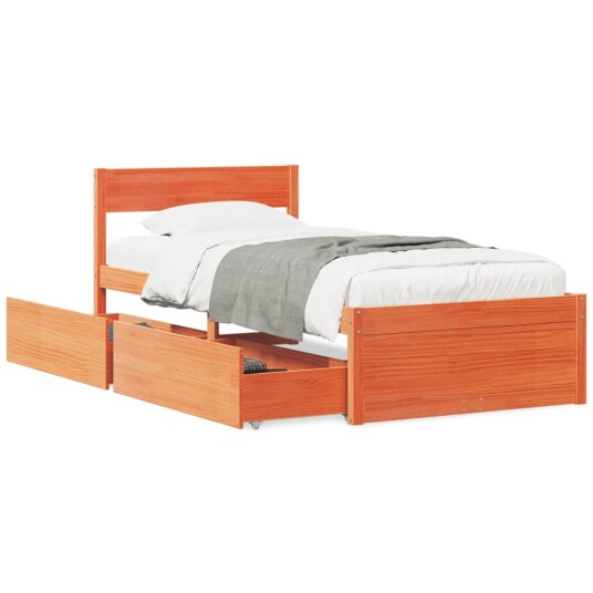  Sengeramme uten madrass voksbrun 75x190 cm heltre furu 8721102647475