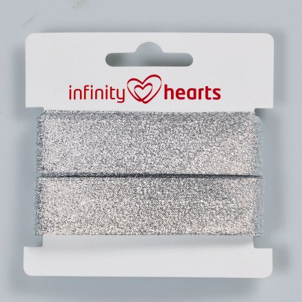 Infinity Hearts Lurex skråbånd 40/20 mm 01 Sølv