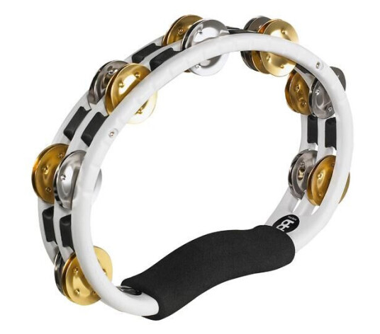 Meinl Tmt-1-M-Wh Tamburin, Hånd, Nikkel/brass, Hvit M Meinl Tmt-1-M-Wh Tamburin, Hånd, Nikkel/brass, Hvit M