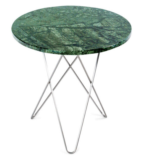 Ox Denmarq Tall Mini O Table salongbord marmor grønn, rustfritt stål