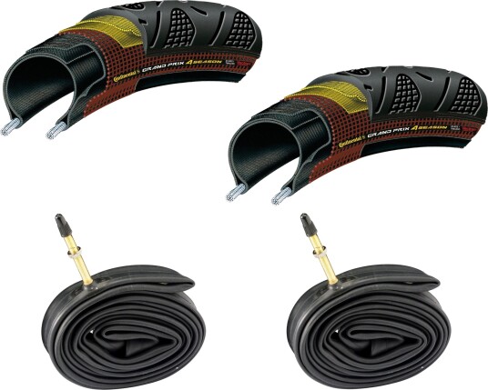 2 Dekk + 2 Slanger Continental Grand Prix 4 Season 700x23 48mm Racer Ventil