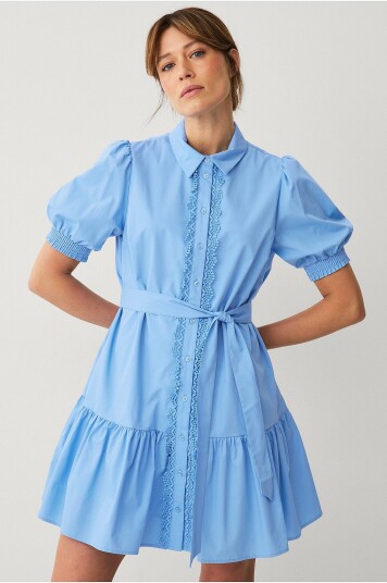 Vila Kjole viCorly 2/4 Short Shirt Dress Blå Vila Kjole viCorly 2/4 Short Shirt Dress Blå