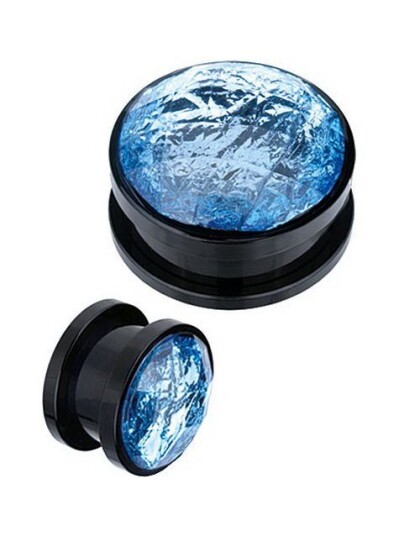 Aab Moon Stone Blue Svart Piercing Plugg Strl 8 mm Aab Moon Stone Blue Svart Piercing Plugg Strl 8 mm