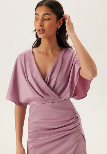 Bubbleroom Wrap Satin Gown Pink 38 Bubbleroom Wrap Satin Gown Pink 38