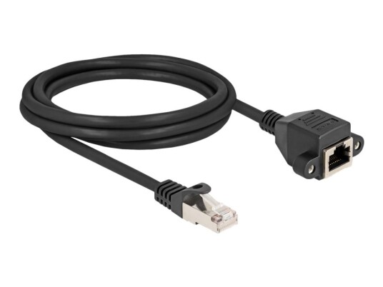 Delock - Nettverksforlengelseskabel - Rj-50 (Hann) Til Rj-50 (Hunn) Med Mutre - 1 M - S/Ftp - Uten Hindringer - Svart