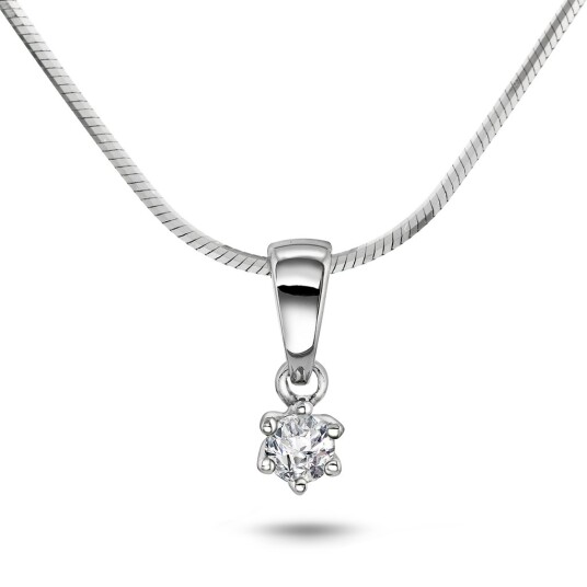 Pan Jewelry, Ingrid enstens anheng i 585 hvitt gull med diamant 0,10 ct