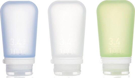 Humangear GoToob+ Silikon Reiseflasker (Large) 100 ml Klar/Grønn/Blå 3-pk