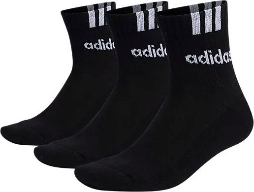 Adidas 3-Stripes Linear Half-Crew Cushioned Socks 3 Pairs Black/white S (37-39)