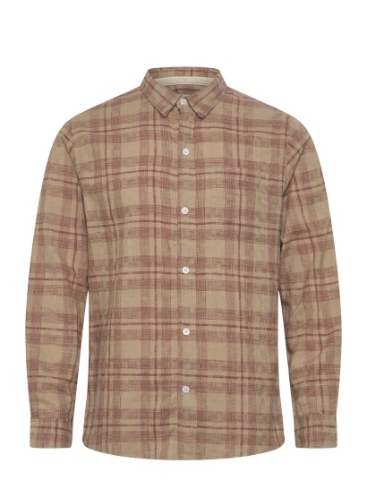 Anerkjendt Akleif Cot/Lin Check Shirt Brown L Anerkjendt Akleif Cot/Lin Check Shirt Brown L