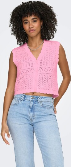 ONLY Onlirina V Neck Button Vest Knt Noos Pink XL ONLY Onlirina V Neck Button Vest Knt Noos Pink XL