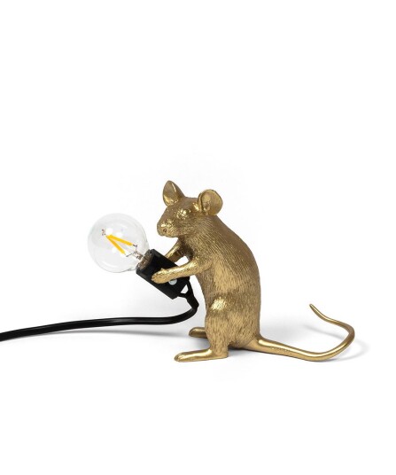 Seletti Mouse Mac Sittende Bordlampe Gull Seletti Mouse Mac Sittende Bordlampe Gull