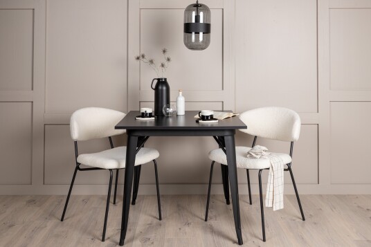 Venture Home Tempe Matgruppe 80 cm Rektangulær med 2 Chico stoler Sort