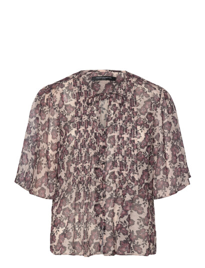 French Connection Elyse Hallie Crinkle Ss Top - Brown - 36 French Connection Elyse Hallie Crinkle Ss Top - Brown - 36