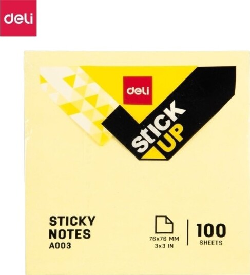 Deli Klistrelapper 7,6X7,6 Cm Stick Up 70G/M 100 Stk Gul Deli Klistrelapper 7,6X7,6 Cm Stick Up 70G/M 100 Stk Gul