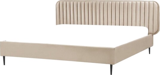 Dubbelsäng Beliani Brin med lamellram Beige Svart 140x200 cm Taupe 180x200