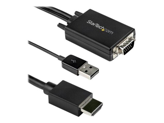 StarTech 2m VGA to HDMI Converter Cable with USB Audio Support & Power, Analog to Digital Video Adapter Cable to connect a VGA PC to HDMI Display,