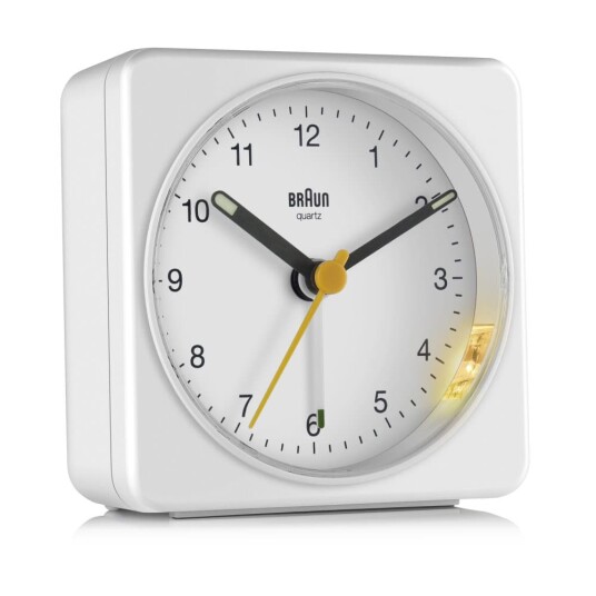 Braun vekkerklokke uten tikking. Med snooze og lys BC03W