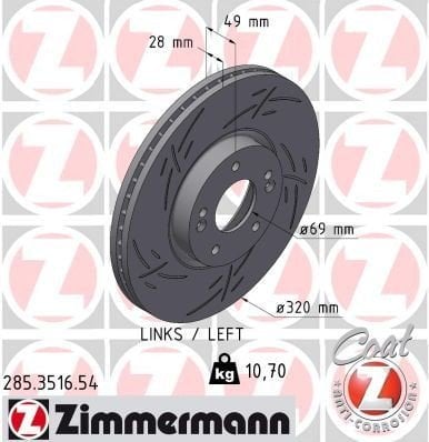 Bremseskive ZIMMERMANN 285.3516.54