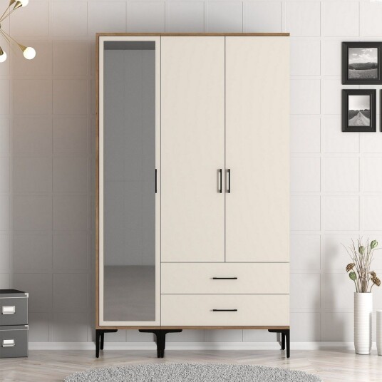 Kumsal Garderobe med Speil - Cream