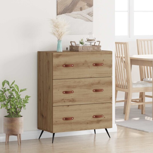 vidaXL Kommode med skuff Artisan Eik 69,5 x 34 x 90 cm Konstruert tre